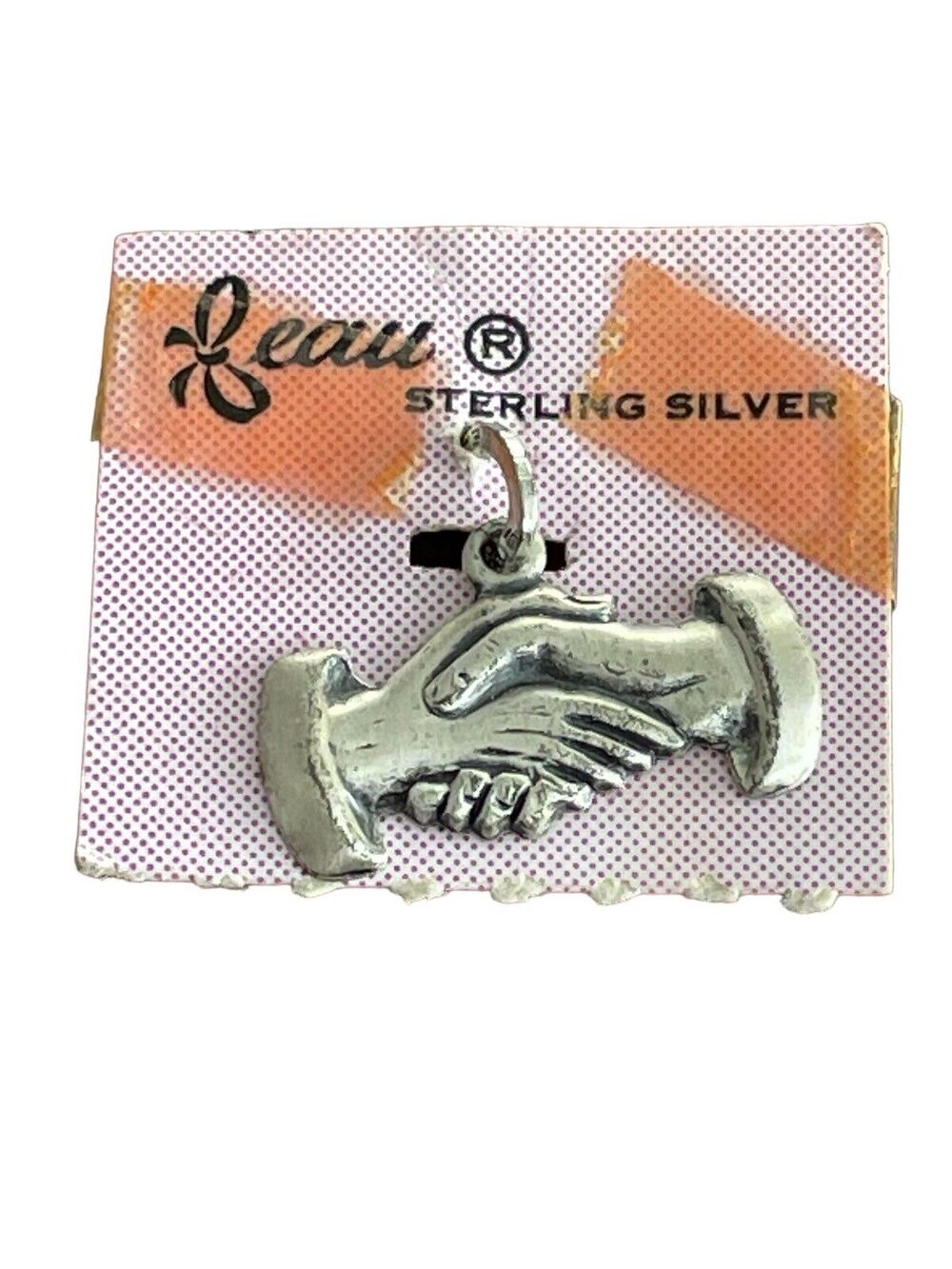 Vintage Beaucraft Beau Sterling Silver Handshake Friends Charm 3D New Old Stock